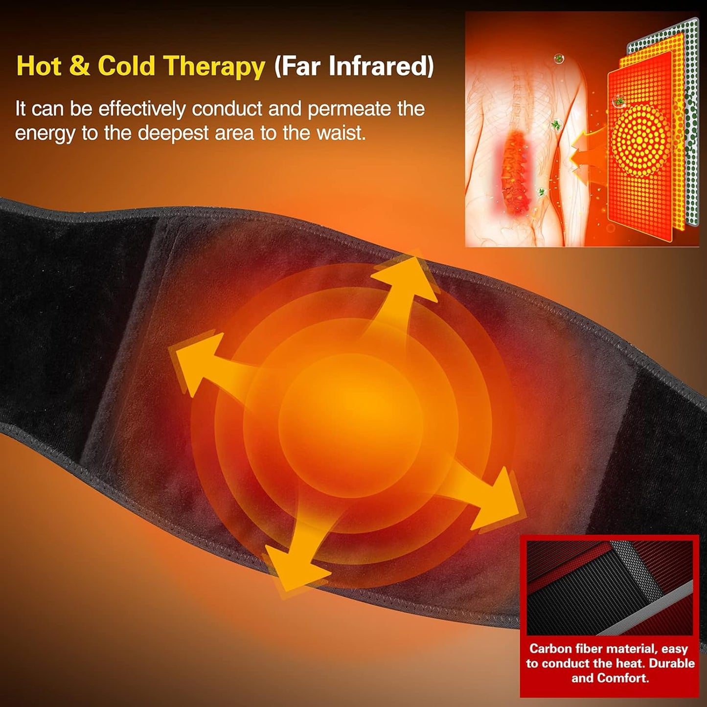 Heated Back Brace for Lower Back Pain Women, Cordless Heating Pad Rechargeable 5V 10000Mah Back Massager with Heat for Lower Back Therapy Pain Relief Lumbar