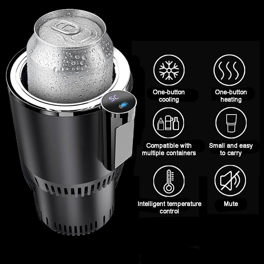 2-In-1 Car Cup Warmer Cooler, Smart Car Cup Mug Holder Auto Car Cooling and Heating Cup Holder Car Tumbler Holder Practical Car Refrigerator Cooler Insulation Drink Cooler Cup (Black)