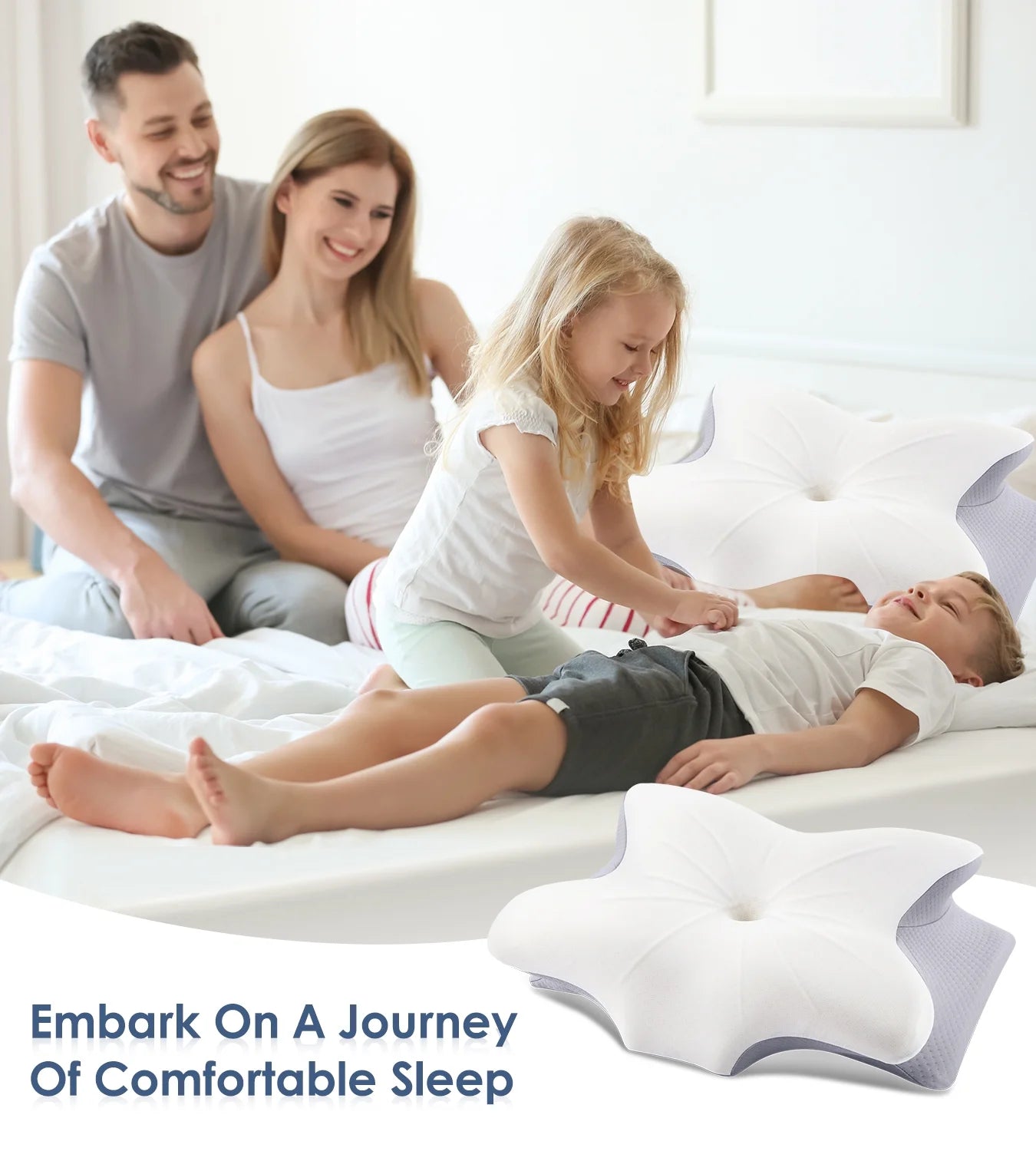 Cervical Pillow for Neck Pain Relief, Contour Memory Foam Pillows, Odorless Ergonomic Neck Pillow Adjustable Orthopedic Bed Pillow for Side Back Stomach Sleeper with Pillowcase, Queen Size