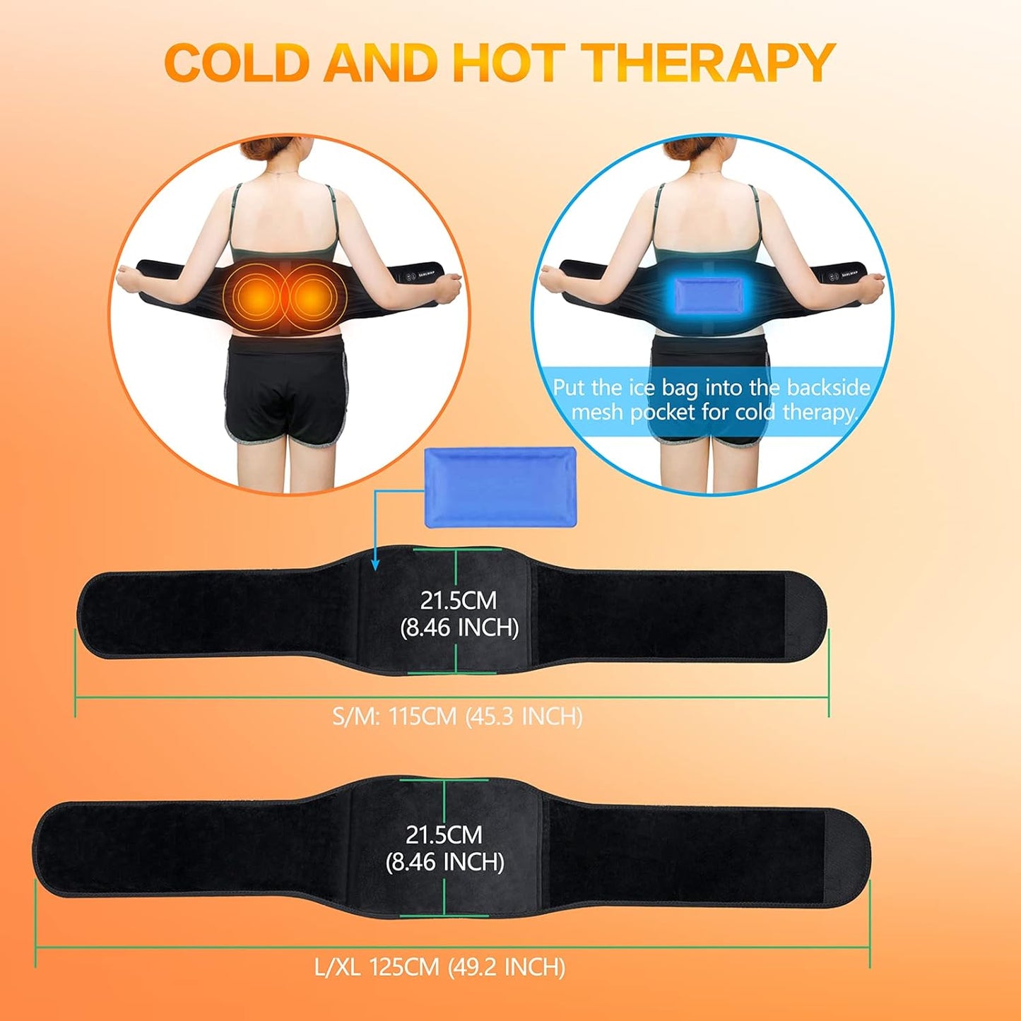 Heated Back Brace for Lower Back Pain Women, Cordless Heating Pad Rechargeable 5V 10000Mah Back Massager with Heat for Lower Back Therapy Pain Relief Lumbar