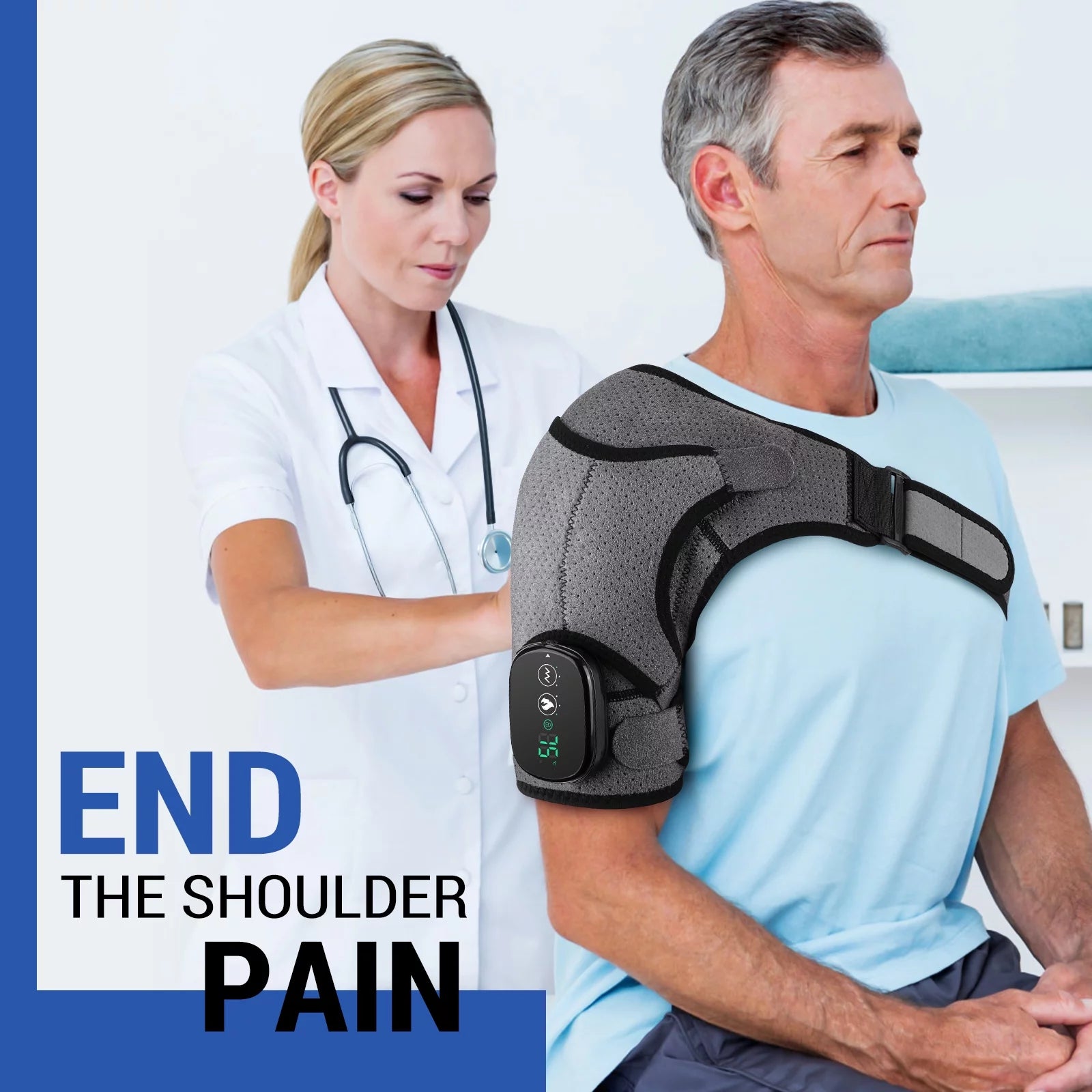 Heated Shoulder Wrap, Shoulder Heating Pads Massager for Men Women, Electric Cordless Vibration Massage Heated Shoulder Braces with 3 Heating Setting, Left Right Shoulder Massage for Relaxation