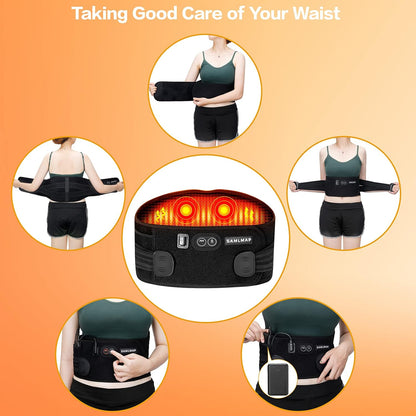 Heated Back Brace for Lower Back Pain Women, Cordless Heating Pad Rechargeable 5V 10000Mah Back Massager with Heat for Lower Back Therapy Pain Relief Lumbar