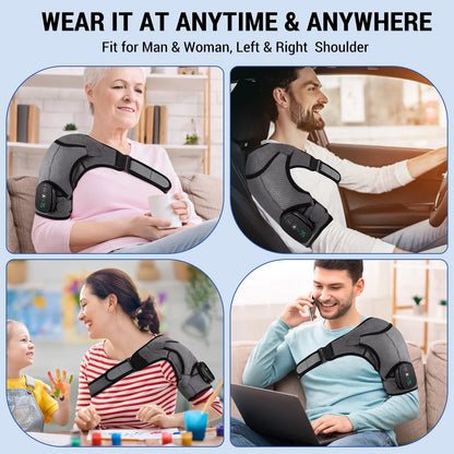 Heated Shoulder Wrap, Shoulder Heating Pads Massager for Men Women, Electric Cordless Vibration Massage Heated Shoulder Braces with 3 Heating Setting, Left Right Shoulder Massage for Relaxation