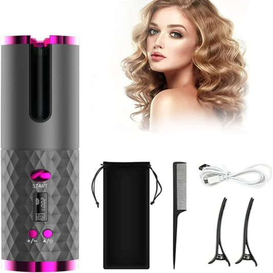 Unbound Ceramic Hair Curler: Effortless Cordless Styling with Auto Rotating Technology for Perfect Waves